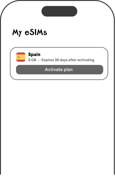 Screenshot of Roaming app showing eSIM selection stage.